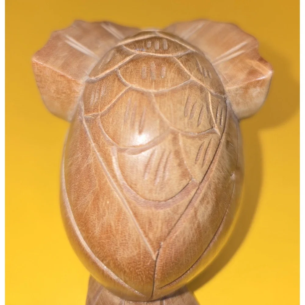 Small Wood Owl Hand Carved Figurine 2.75